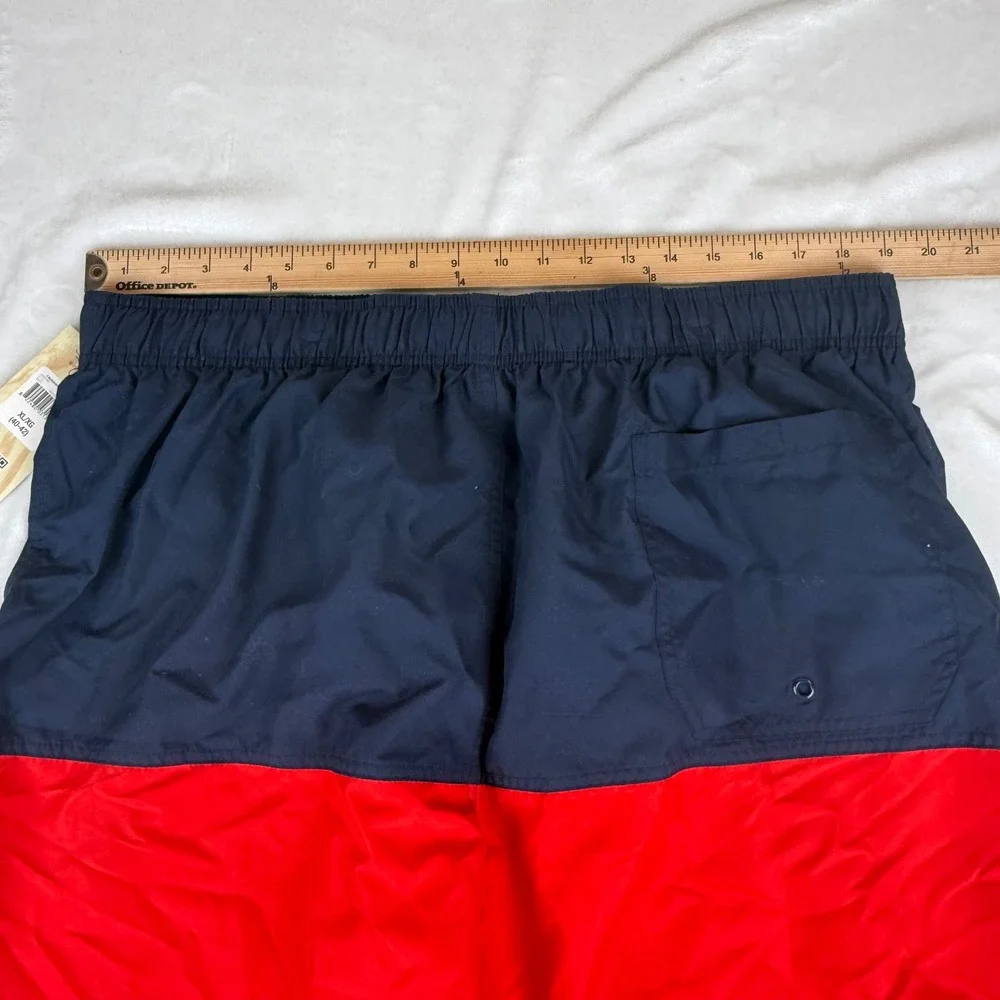 Ocean Pacific OP Mens C Block Basic Swim Short Navy Blue Red XL 40-42 New NWT